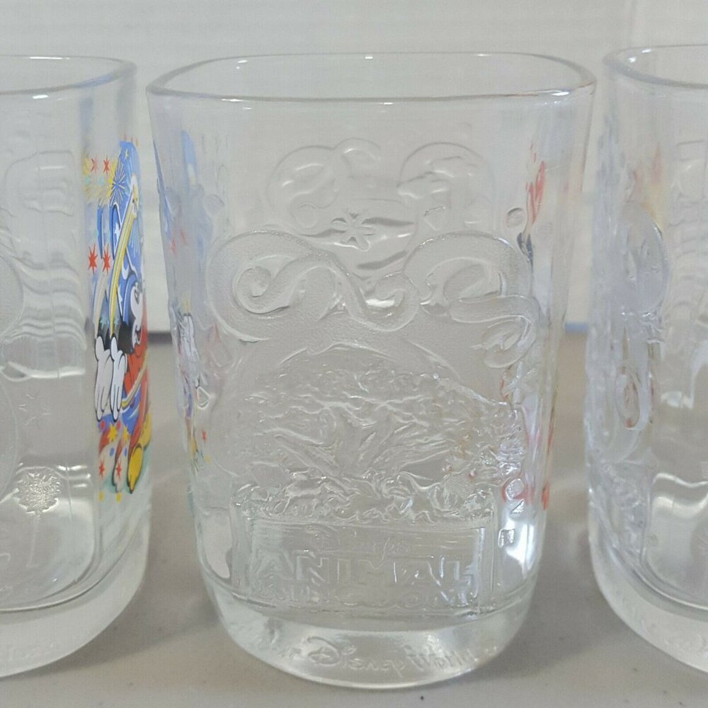 Disney Studio Glass Millennium 2000 Mickey Mouse McDonald's 4 Set Drinking Cup - Picture 10 of 12